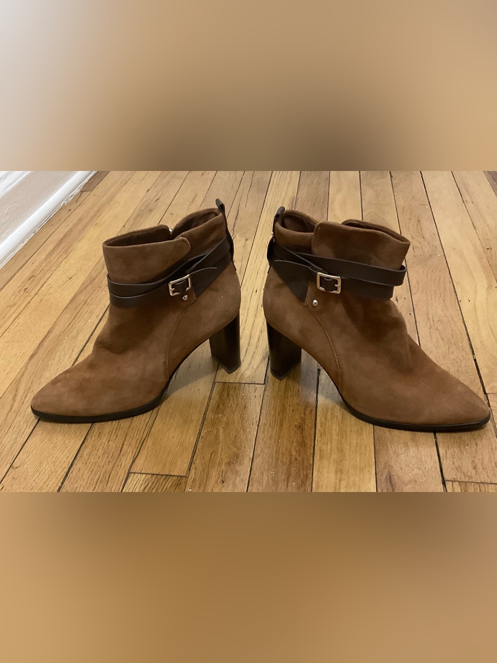 Essex Lane brown ankle high heeled boots. Size 7